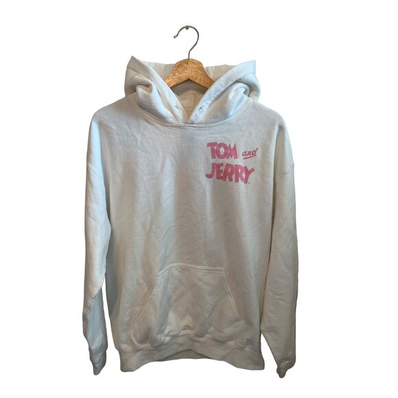 Tom & Jerry White Hoodie Women's Men's Unisex Size Medium Cartoon Sweatshirt - Picture 5 of 5
